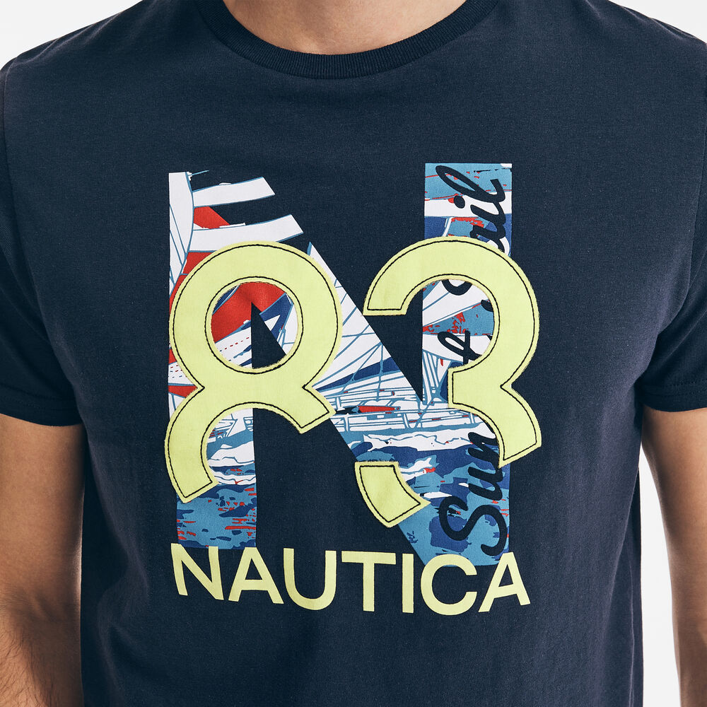 N83 LOGO GRAPHIC T-SHIRT,Navy,large