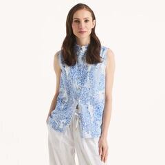 Printed Pintuck Top,Shell,large