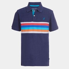 TODDLER BOYS' CHEST STRIPE POLO (2T-4T),J Navy,large