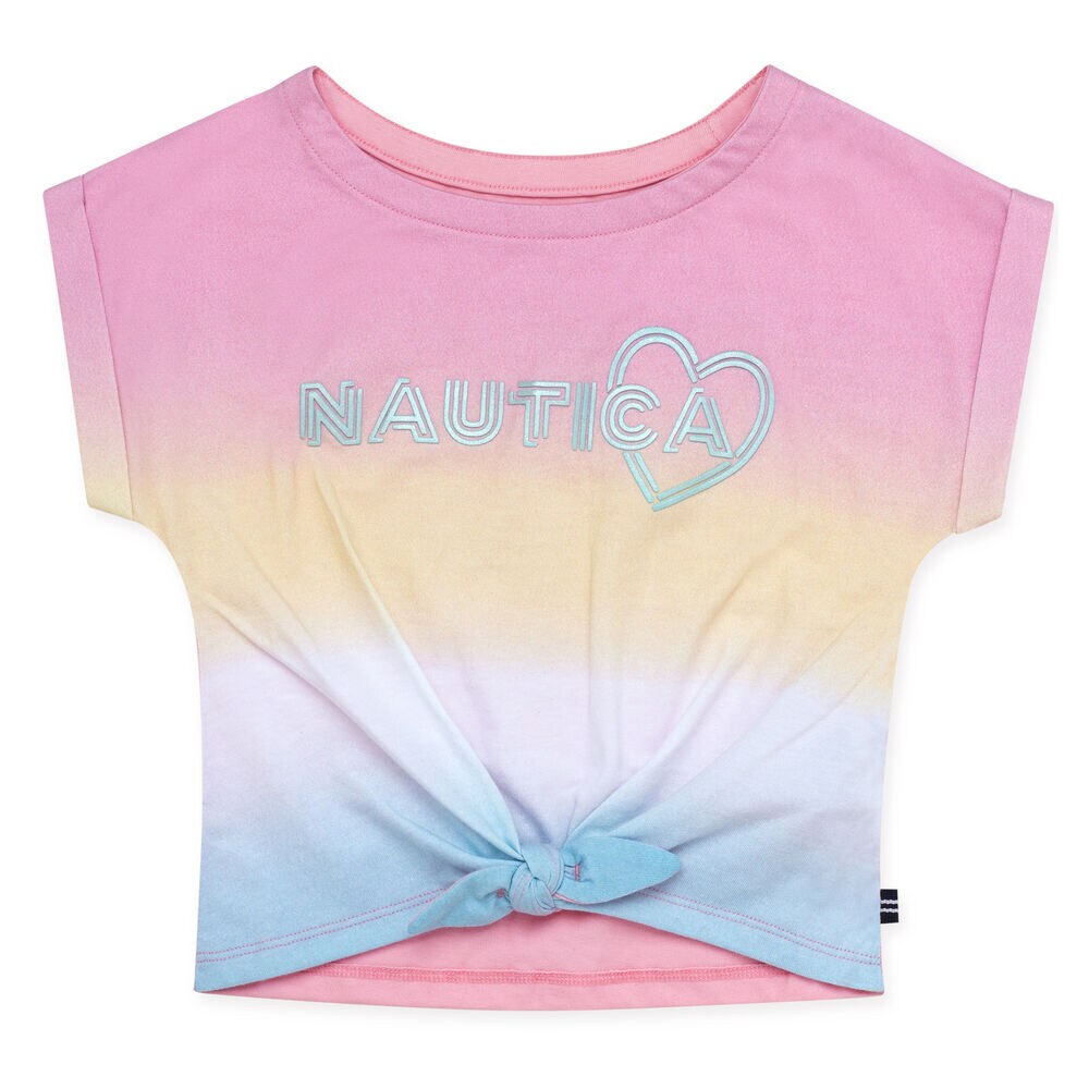 GIRLS' TIE JERSEY TOP IN OMBRÉ,Light Pink,large