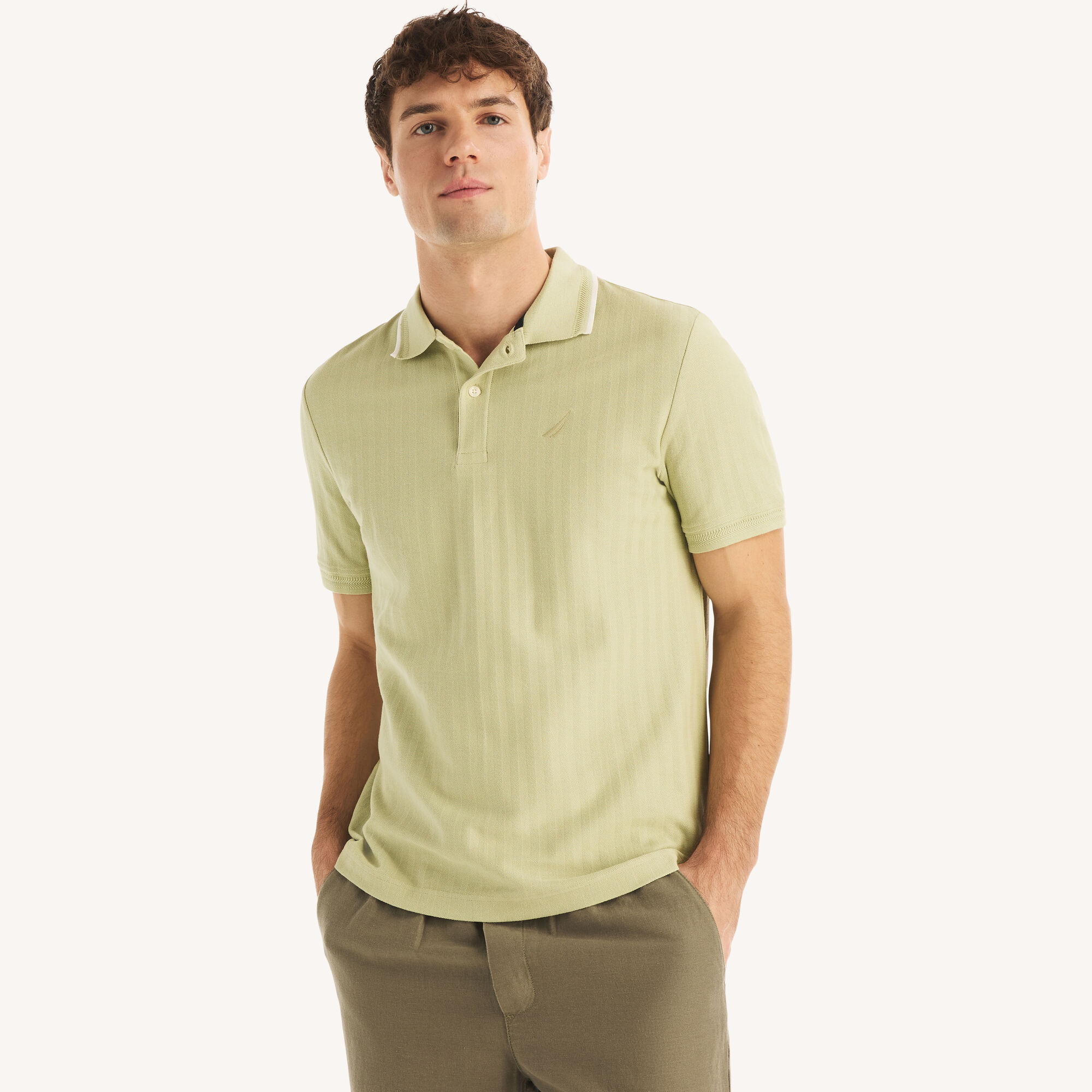Classic Fit Herringbone Polo,Bimini Green,large