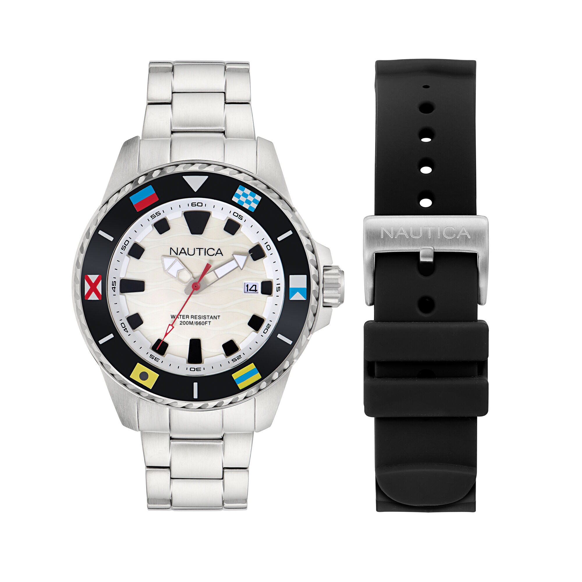 Nct Sea Dive 3-Hand Recycled Stainless Steel And Silicone Strap Watch Set (00656086112863) photo