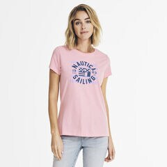 SUSTAINABLY CRAFTED SAILING GRAPHIC T-SHIRT,Camellia Rose,large