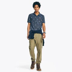 SUSTAINABLY CRAFTED CLASSIC FIT PRINTED POLO,Navy,large