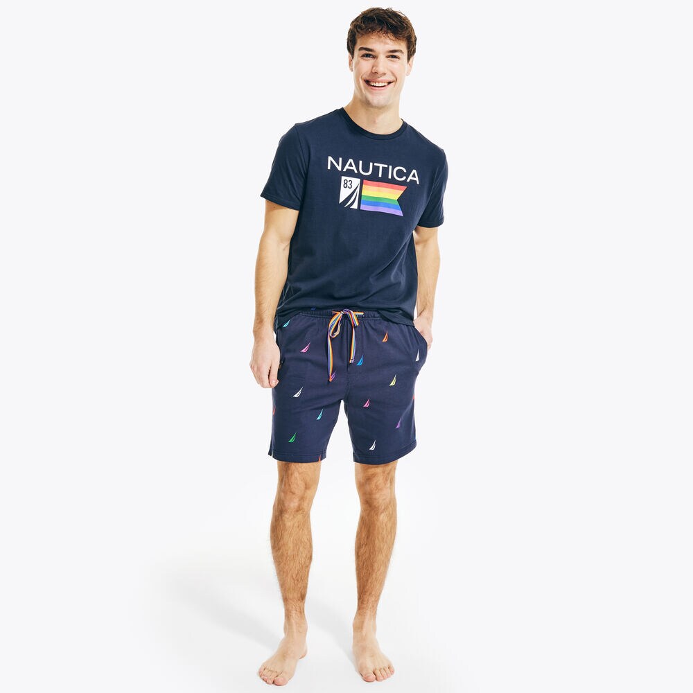 PRIDE BRAND ICON PRINT SLEEP SHORT,Navy,large