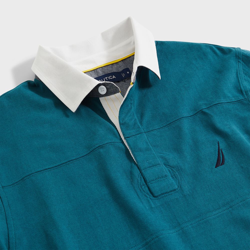 BIG & TALL CLASSIC FIT RUGBY POLO SHIRT,Evergreen,large