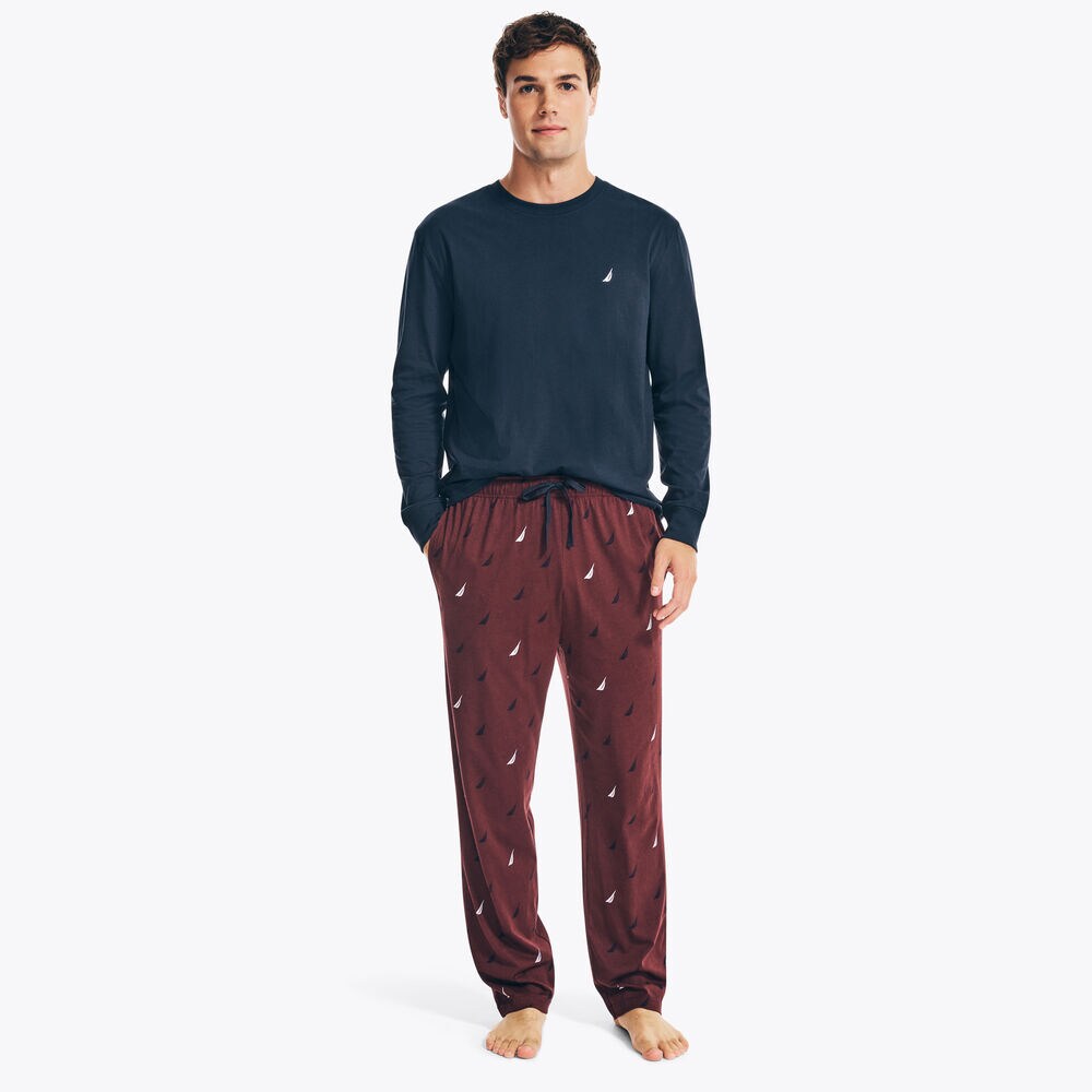 BRAND ICON PRINT PAJAMA PANT SET,Navy,large