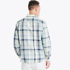 CLASSIC FIT PLAID LINEN SHIRT,Noon Blue,large