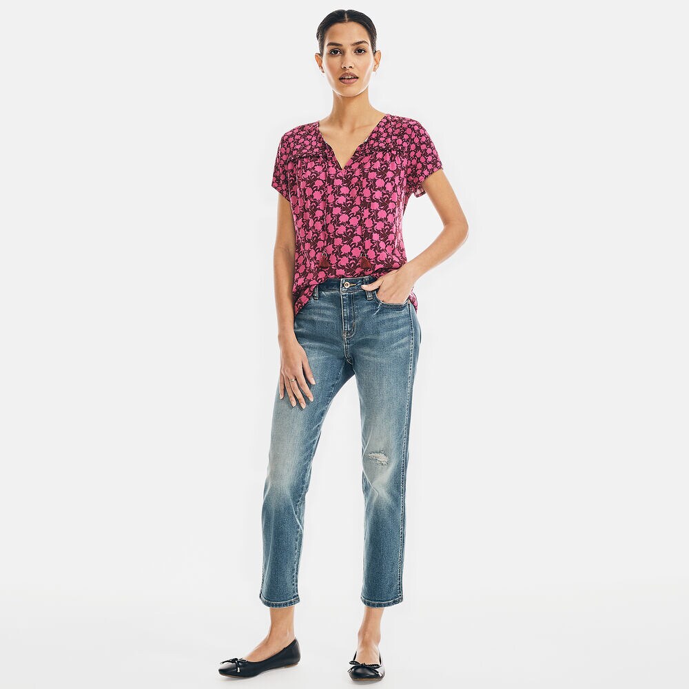 SUSTAINABLY CRAFTED FLORAL PRINT TOP,Parfait Pink,large