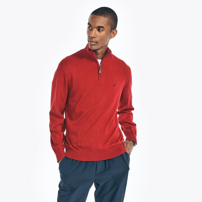 Nautica quarter zip ribbed front sweater clearance