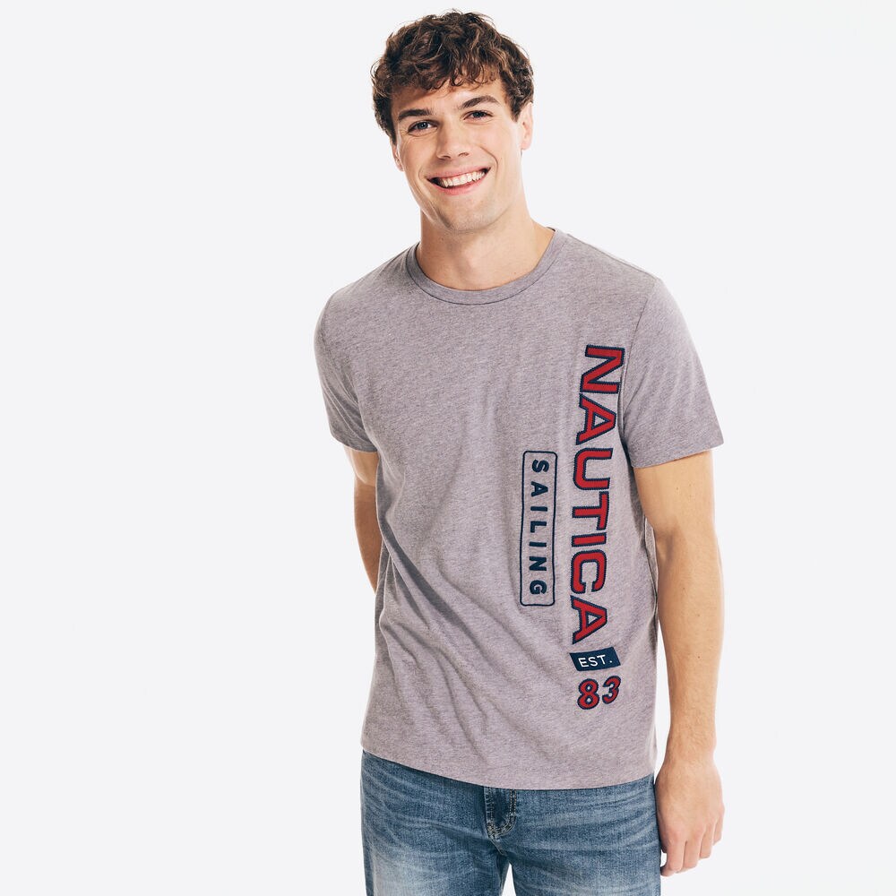 VERTICAL NYC LOGO GRAPHIC T-SHIRT,Light Brown,large