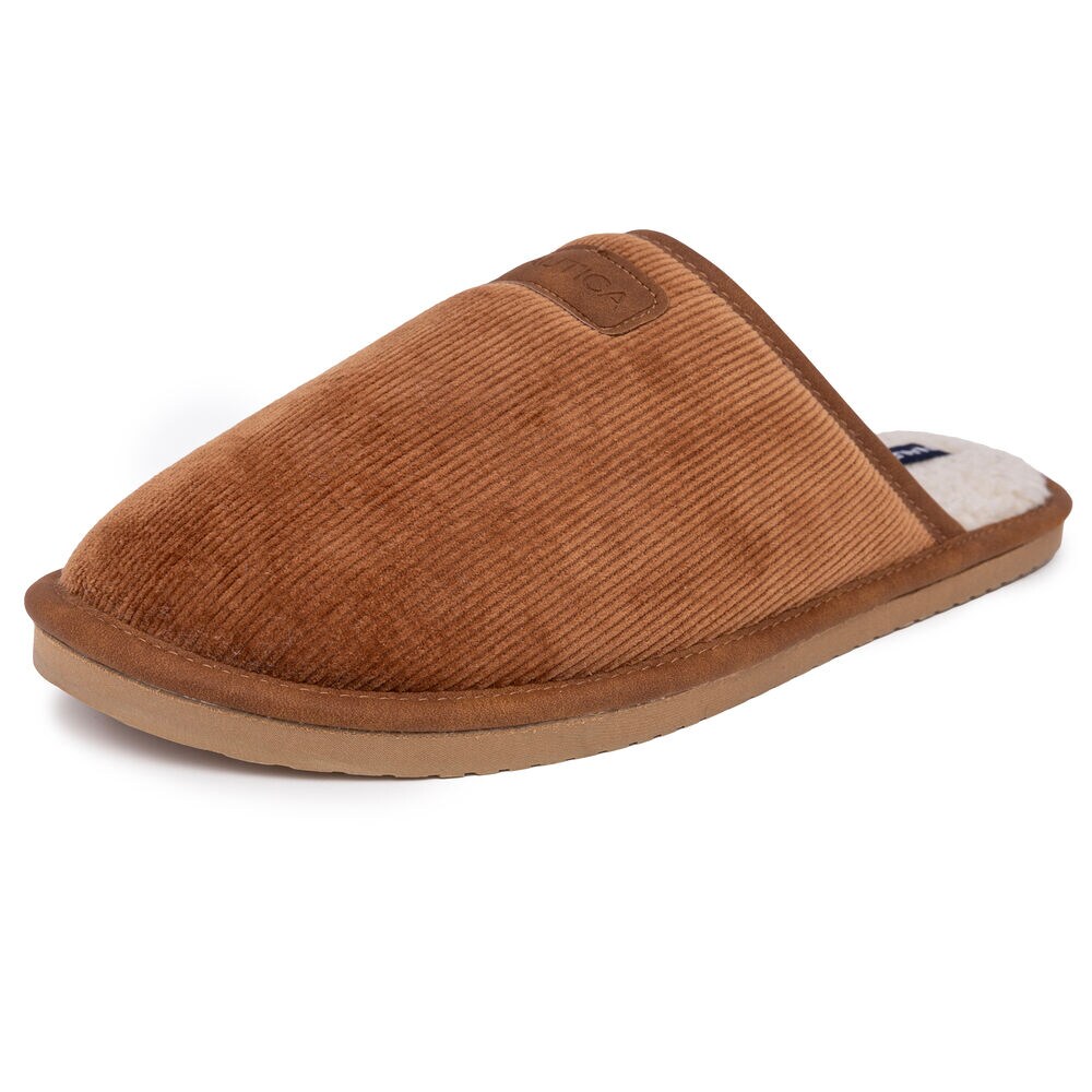 Faux-Fur-Lined Slipper,Dark Brown Heather,large