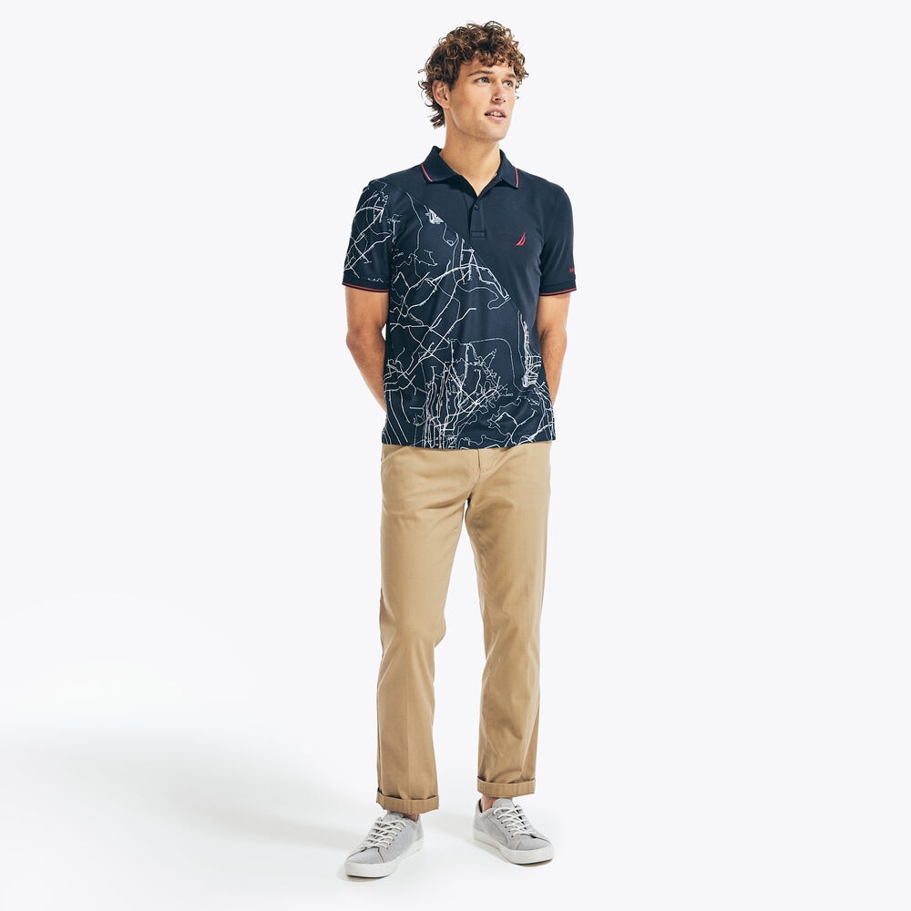 NAVTECH SUSTAINABLY CRAFTED CLASSIC FIT PRINTED POLO,Navy,large
