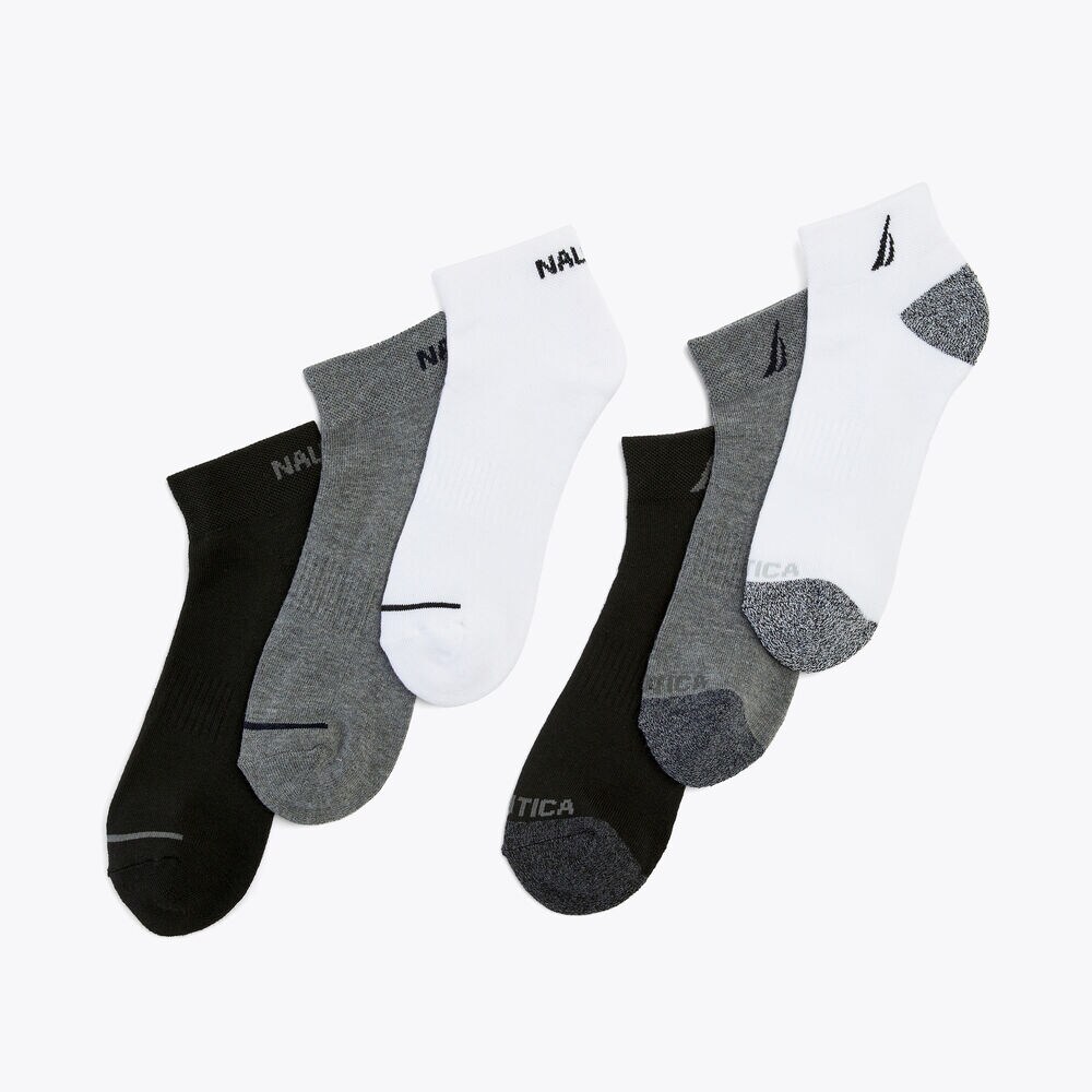 ATHLETIC LOGO QUARTER SOCKS, 6-PACK,Multi,large