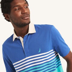 Classic Fit Chest-Stripe Polo,Windsurf Blue,large