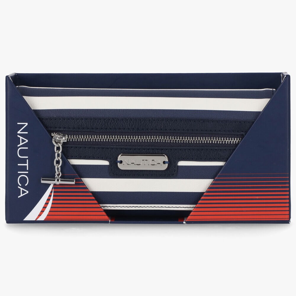 STRIPED LOGO MONEY MANAGER WALLET WITH BOX,Navy,large