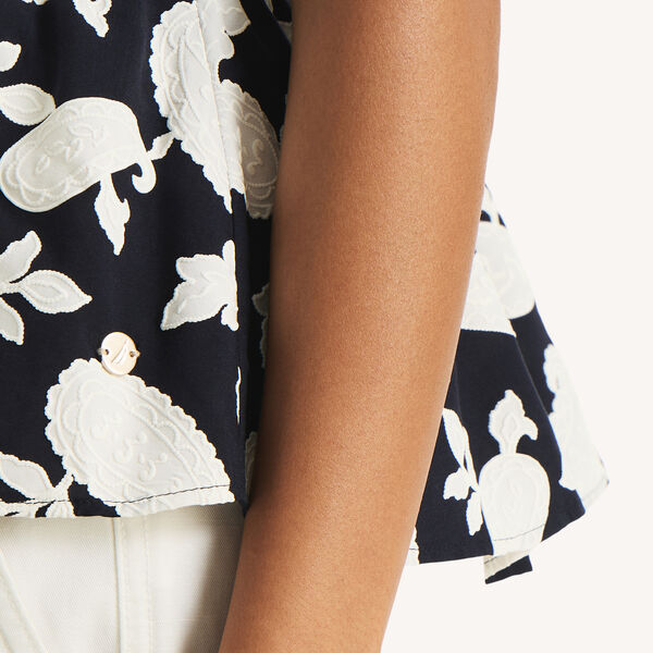 Printed Tie-Front Top
