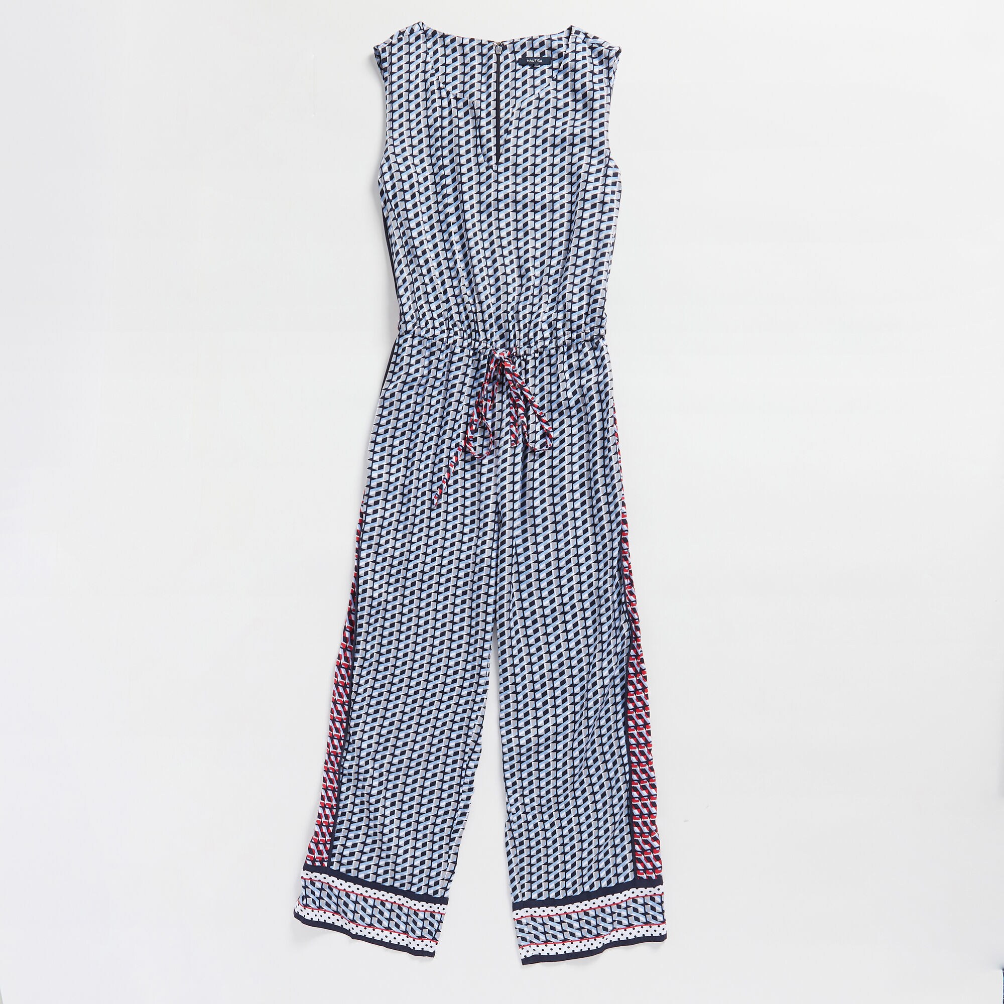 COLORBLOCK GEO PRINT JUMPSUIT,Bolt Blue,large