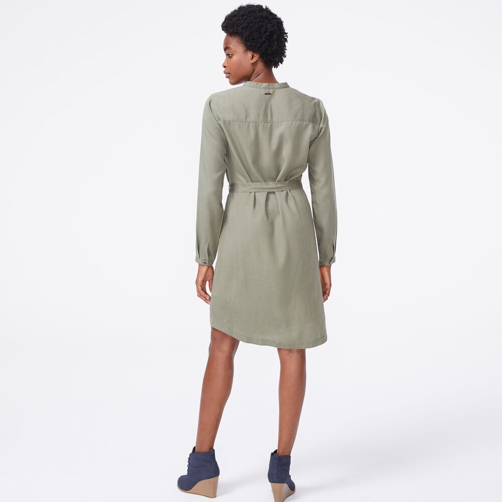 SUSTAINABLY CRAFTED BELTED UTILITY DRESS,Teal Wave,large