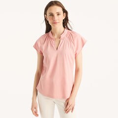 Ruffle Popover Top,Sunguard Red,large