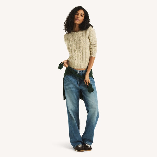Marled Crewneck Cable Sweater
