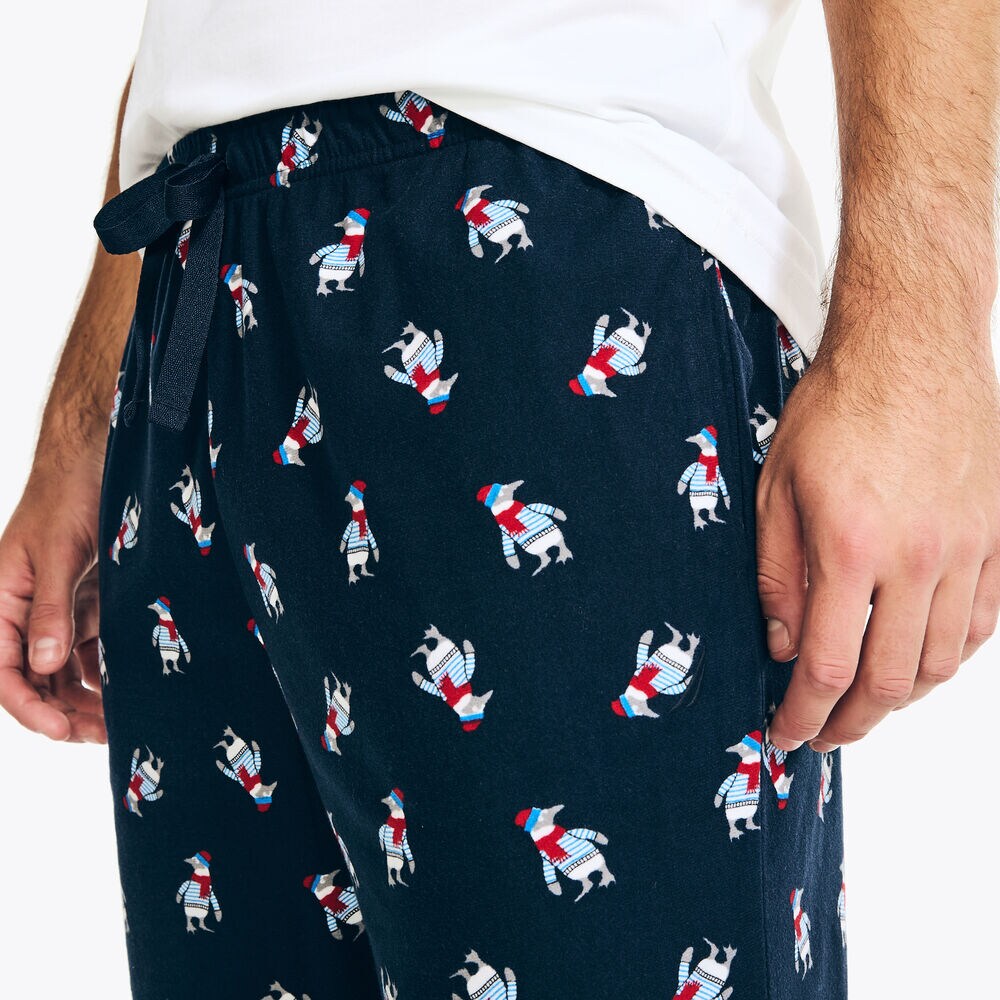 Printed Fleece Sleep Pant,Navy,large