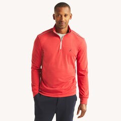 Quarter-Zip Pullover Sweatshirt,Tango Red,large