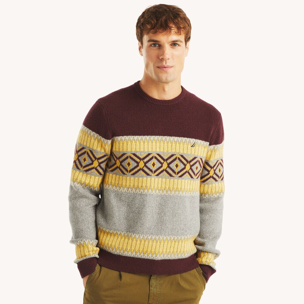 Fair Isle Crewneck Sweater,Rio Red,large