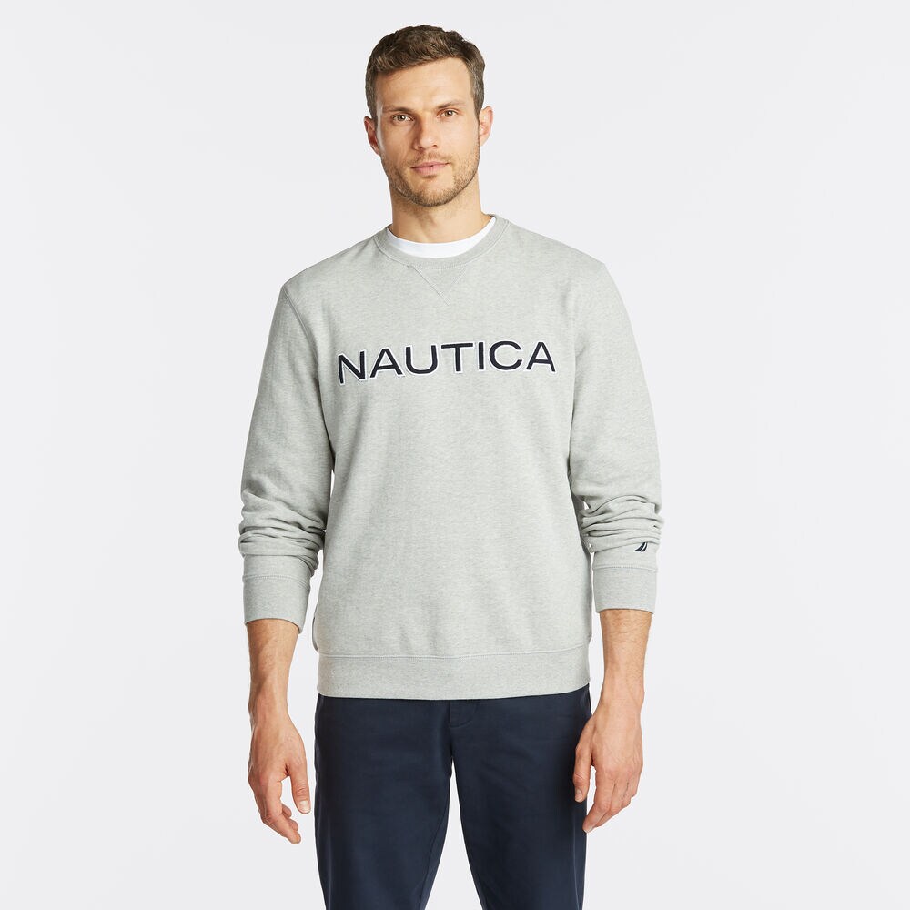 LOGO CREWNECK SWEATSHIRT,Grey Heather,large