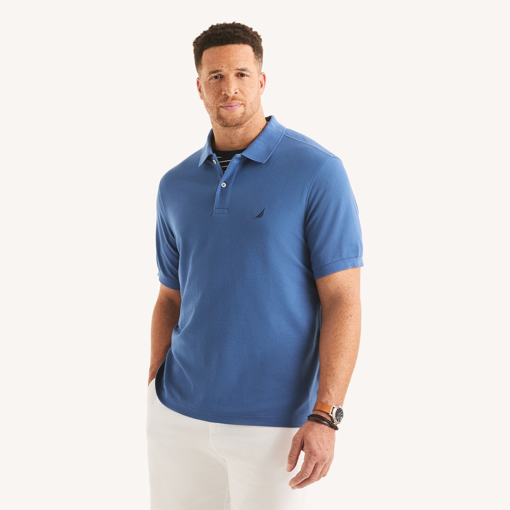 Big & Tall Classic Fit Performance Deck Polo,Nite Sea Heather,large