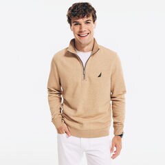 BRAND ICON QUARTER-ZIP SWEATER,Camel Heather,large
