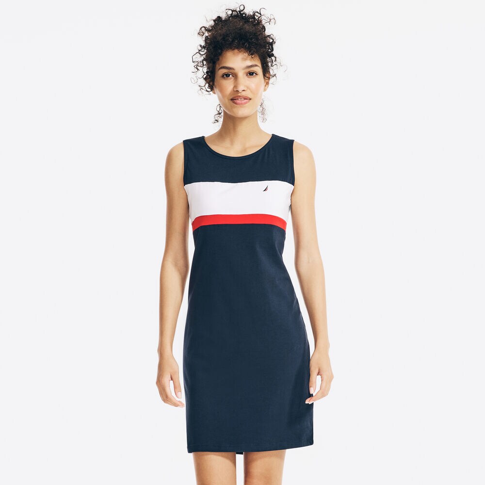 COLORBLOCK SLEEVELESS DRESS,Stellar Blue Heather,large