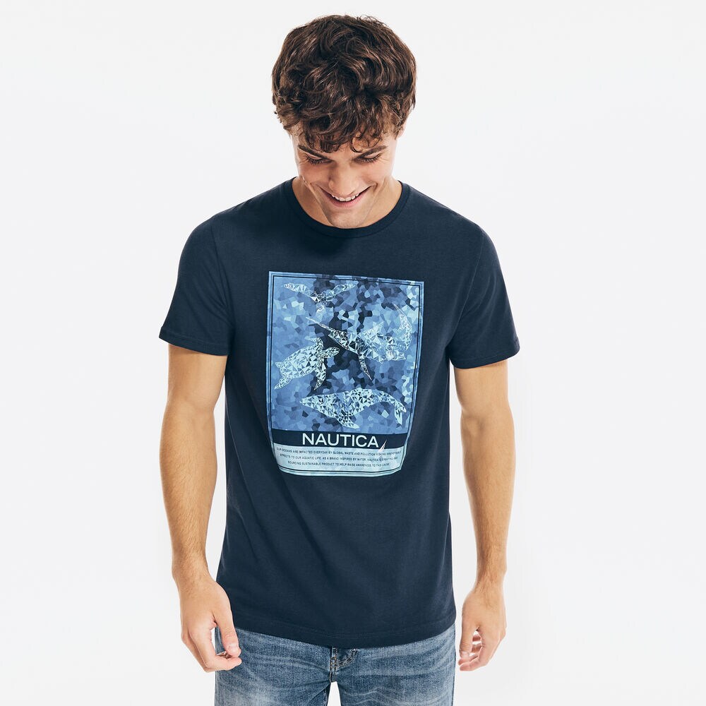SUSTAINABLY CRAFTED NAUTICA X OCEANA GRAPHIC T-SHIRT,Stellar Blue Heather,large