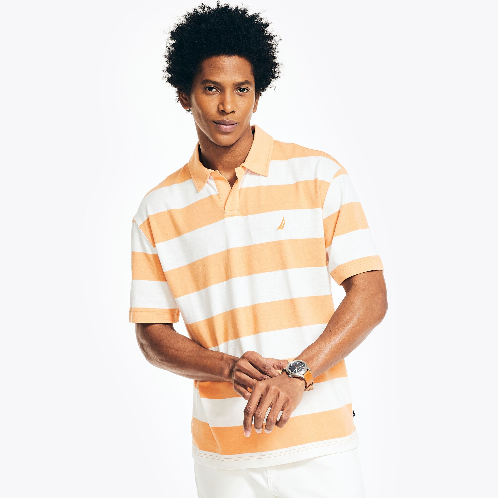 CLASSIC FIT STRIPED POLO,Orchid Pink,large
