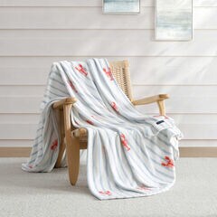 Lobster Watercolor Stripes Full/Queen Blanket,Limoges,large