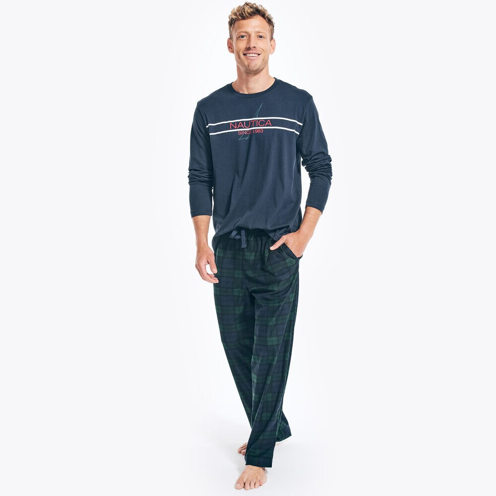 PLAID FLEECE SLEEP PANT,Kelp Seas,large