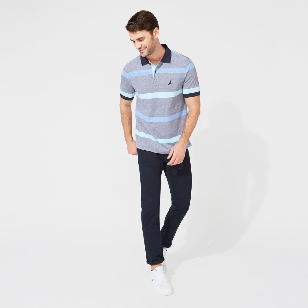CLASSIC FIT STRIPE POLO,Navy,large