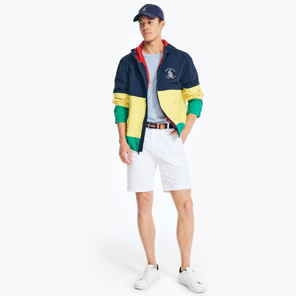 WATER-RESISTANT COLORBLOCK SAILING JACKET,Navy,large