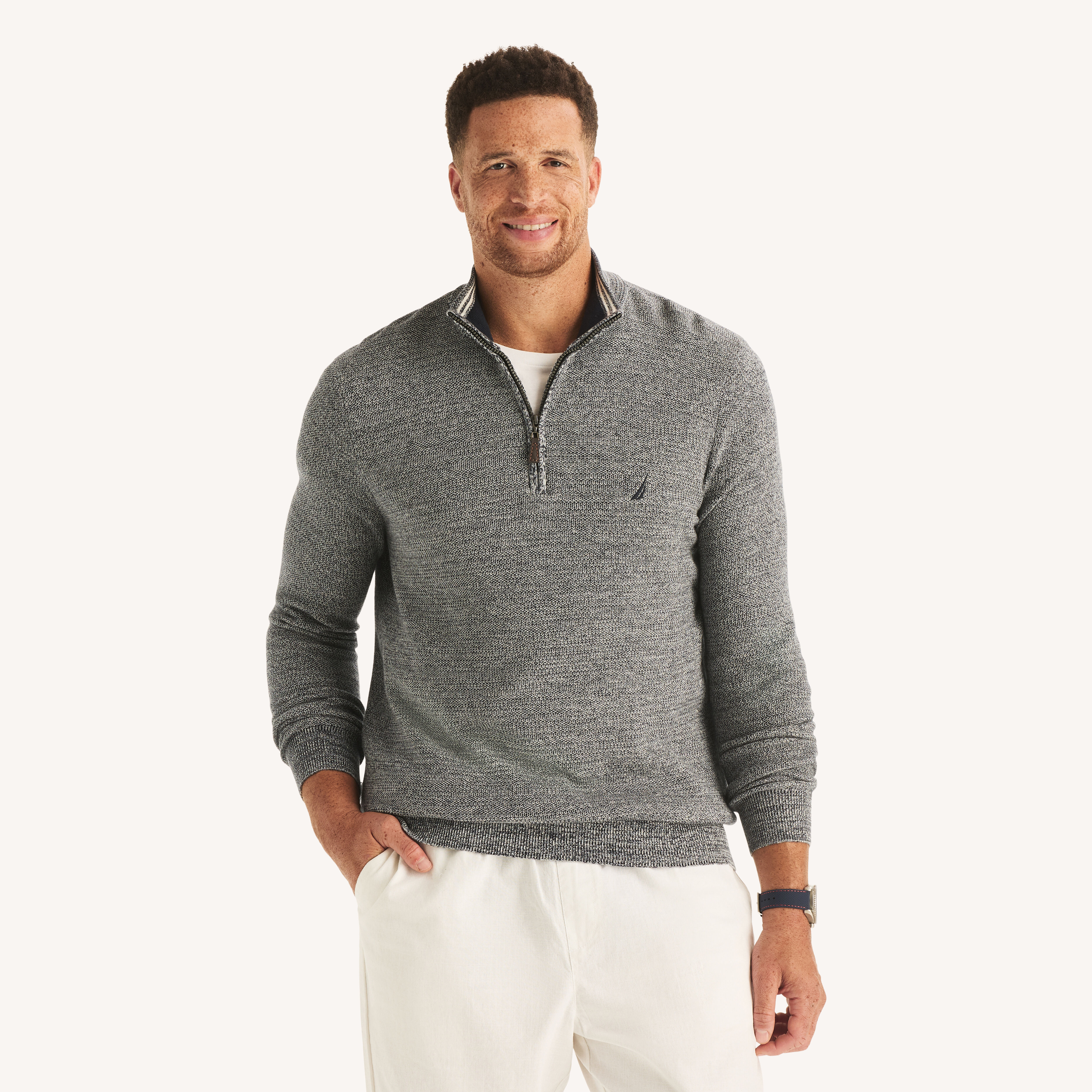 Big & Tall Marled Quarter-Zip Sweater | Nautica
