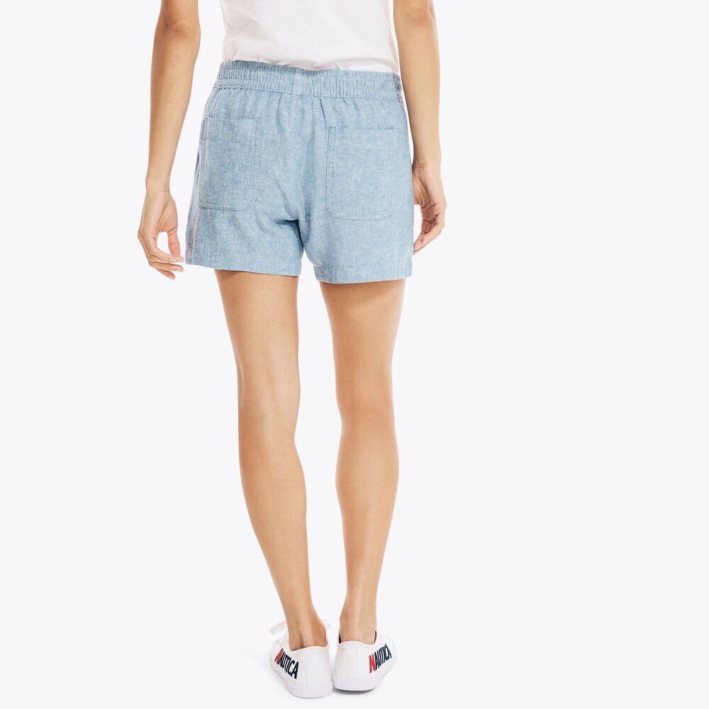 4.5" CHAMBRAY PULL-ON SHORT,Medium Wash,large