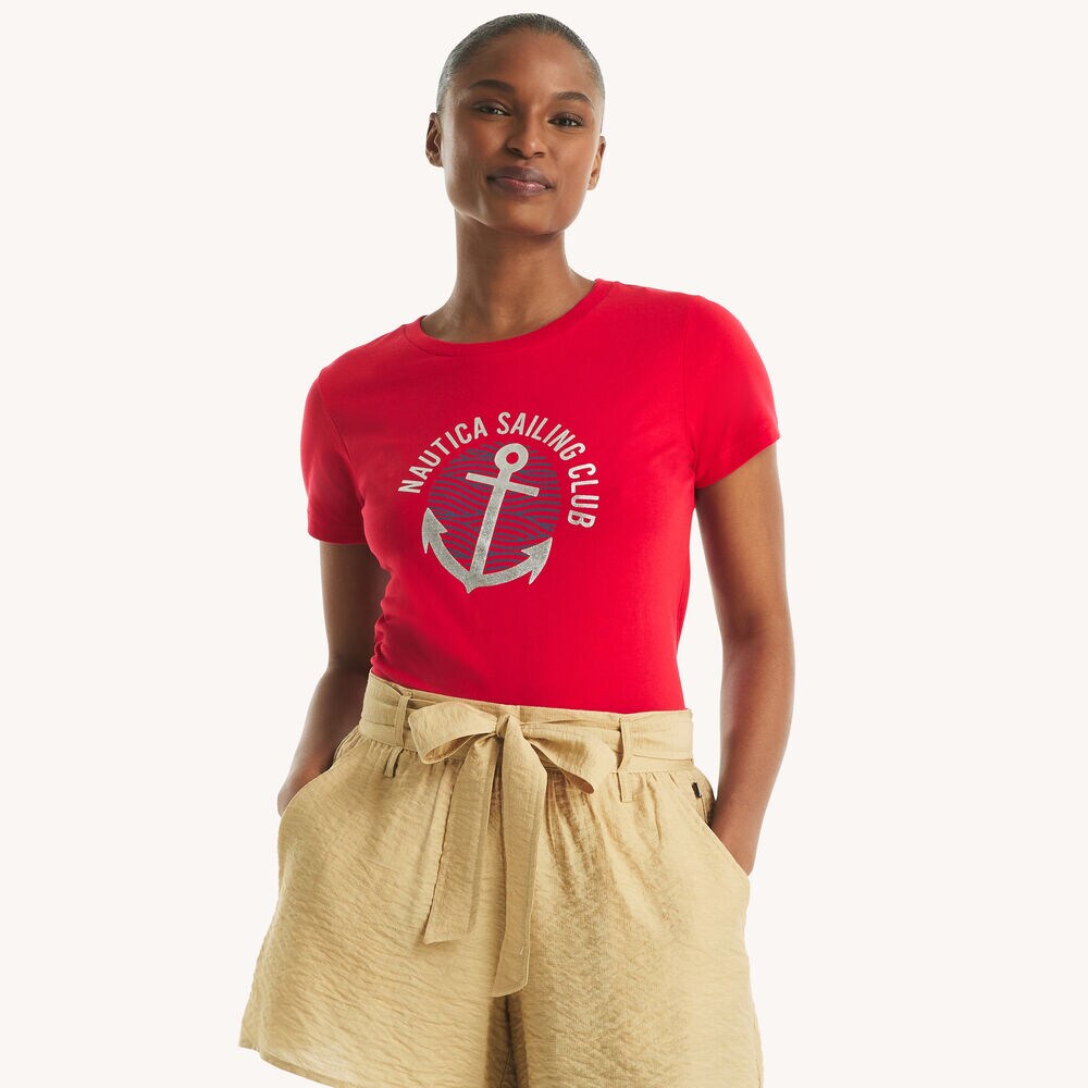 Sailing Club Foil Graphic T-Shirt,Tomales Red,large