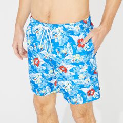 8" FLORAL PRINT QUICK-DRY SWIM,True Navy,large