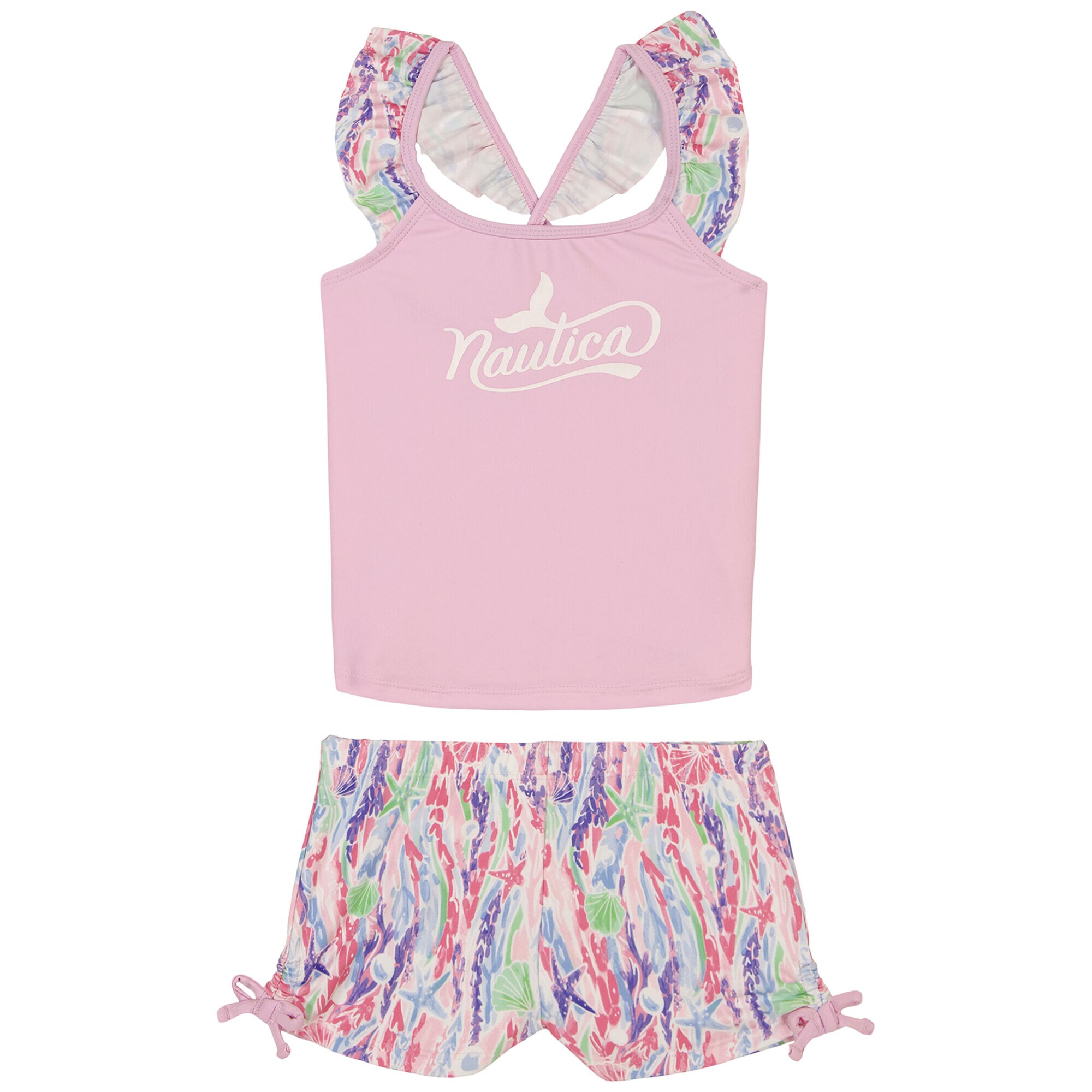 Little Girls' Sea Life Tankini Set (4-6X),Tulip Pink.,large