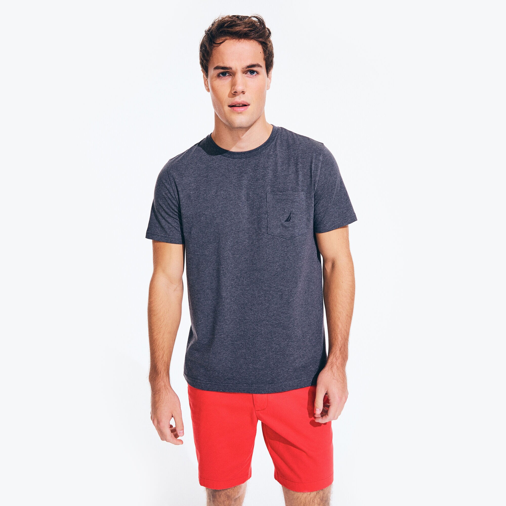 CREWNECK POCKET T-SHIRT,Charcoal Heather,large