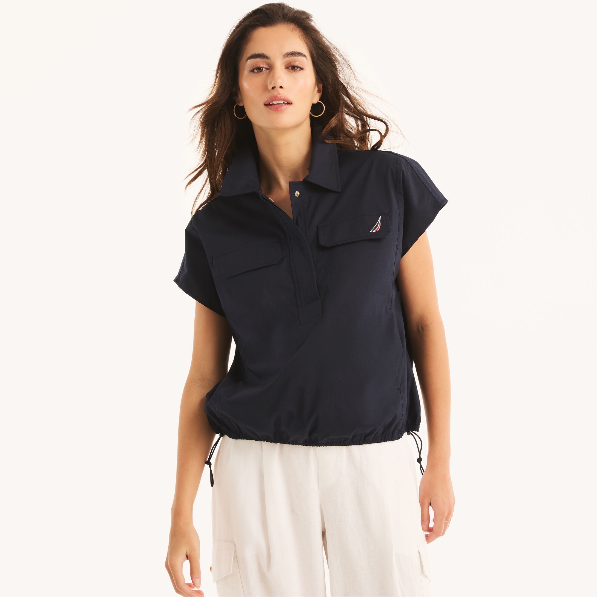 Solid Popover Top,Navy,large