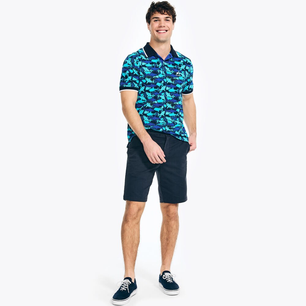 Shark Week x Nautica Sustainably Crafted Classic Fit Shark Print Polo,Bright Cobalt,large