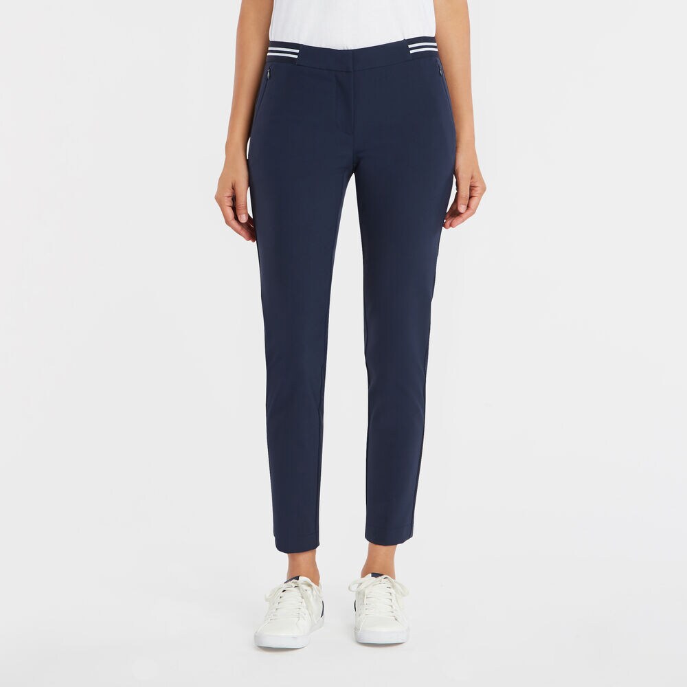STRIPE WAIST ANKLE PANT,Stellar Blue Heather,large