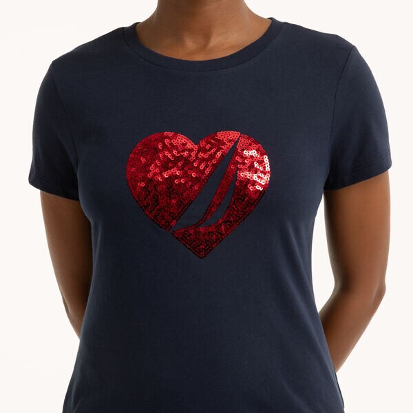 Sequin Heart Graphic T-Shirt