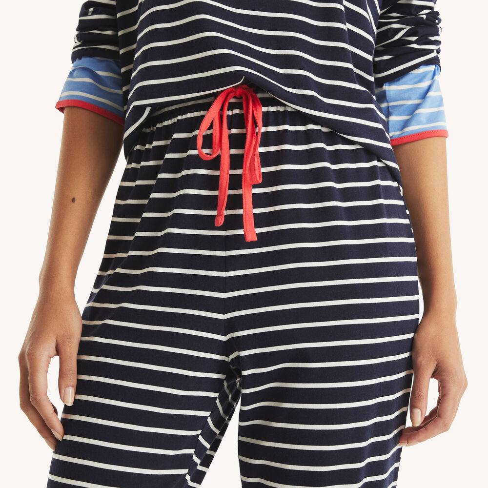 Striped Pajama Pant Set,Crystal Bay Blue,large