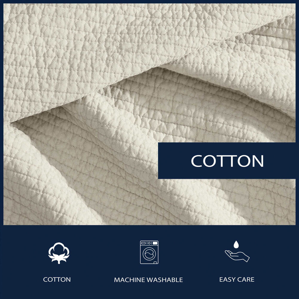 Seashore Stitch Beige Full/Queen Quilt-Sham Set,Vicuna,large
